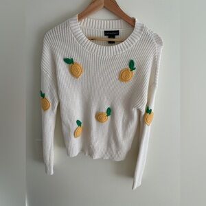 Cynthia Rowley Cotton Lemon Sweater Yellow/White/Cream Women’s size XS